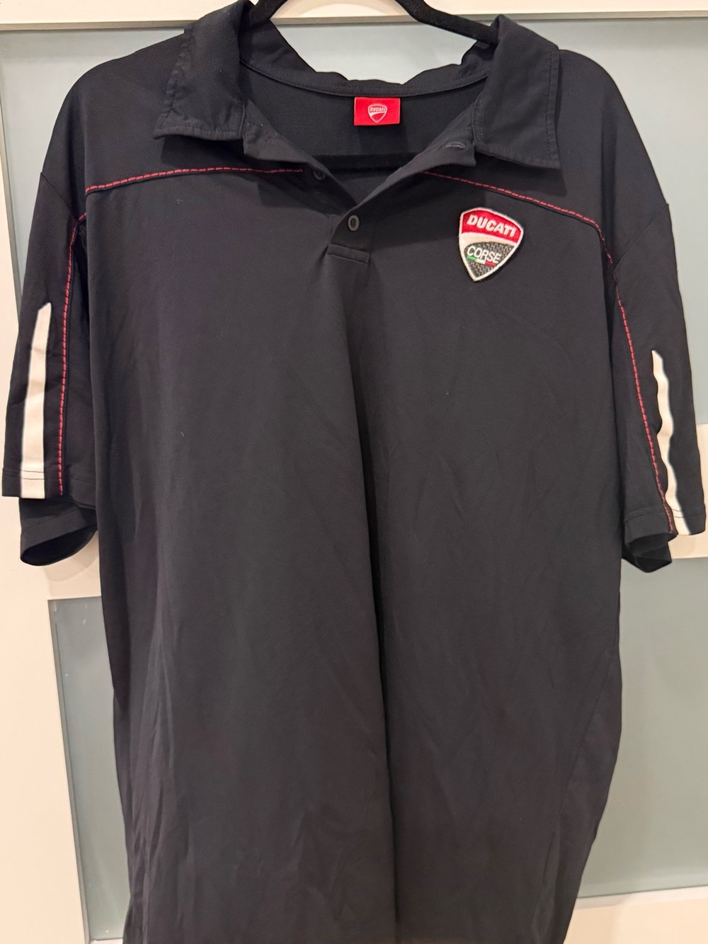 Ducati Motorcycle Men’s Black Polo Shirt with Red Trim